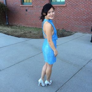 Baby blue high neck dress